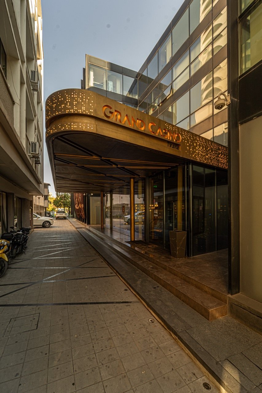 The entrance of Grand Casino Tirana
