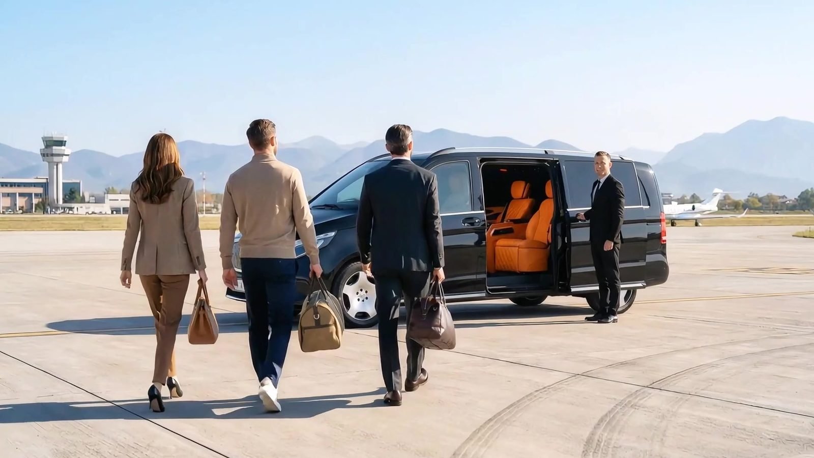Guests arriving at the airport with the Grand Transfer